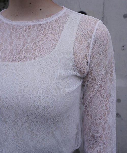 G.V.G.V.(ジーヴィージーヴィー)の「STRETCH LACE L/S TOP(Tシャツ/カットソー・レディース・ホワイト/ブラウン/ブラック・ONE SIZE)」の8枚目の写真