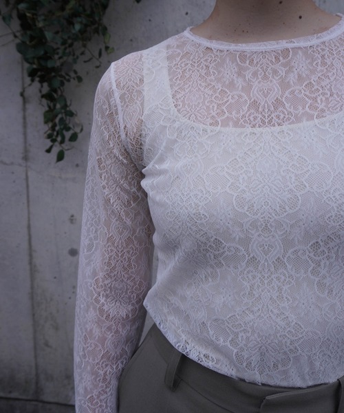 G.V.G.V.(ジーヴィージーヴィー)の「STRETCH LACE L/S TOP(Tシャツ/カットソー・レディース・ホワイト/ブラウン/ブラック・ONE SIZE)」の7枚目の写真
