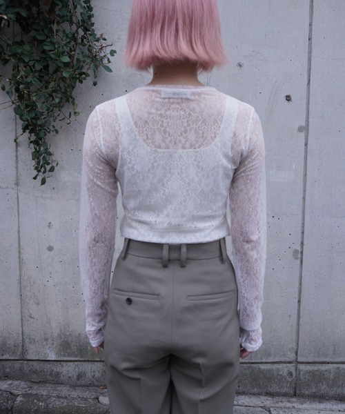 G.V.G.V.(ジーヴィージーヴィー)の「STRETCH LACE L/S TOP(Tシャツ/カットソー・レディース・ホワイト/ブラウン/ブラック・ONE SIZE)」の6枚目の写真