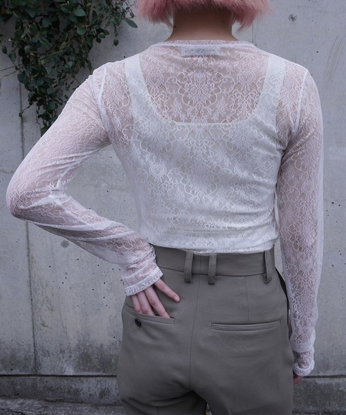 G.V.G.V.(ジーヴィージーヴィー)の「STRETCH LACE L/S TOP(Tシャツ/カットソー・レディース・ホワイト/ブラウン/ブラック・ONE SIZE)」の11枚目の写真