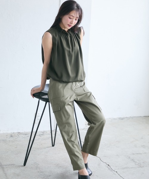 Petitjo(プッチージョ)の「小さいサイズ 綿混ベイカーテーパードパンツ 低身長さん・小柄女性(その他パンツ・レディース・カーキ/ライトベージュ/ダークカーキ・PSS/PS/PM/PL)」の15枚目の写真