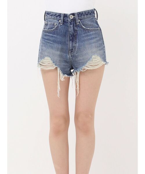 GYDA（ジェイダ）の「ハイウエストJUBEYO bijouデニムショートパンツ（デニムパンツ・レディース・ブルー/ライトブルー・MEDIUM/SMALL）」の17枚目の写真