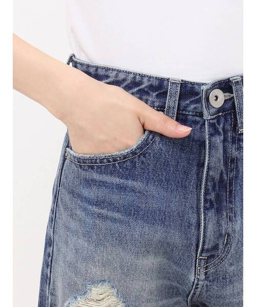 GYDA（ジェイダ）の「ハイウエストJUBEYO bijouデニムショートパンツ（デニムパンツ・レディース・ブルー/ライトブルー・MEDIUM/SMALL）」の21枚目の写真