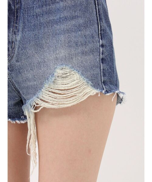 GYDA（ジェイダ）の「ハイウエストJUBEYO bijouデニムショートパンツ（デニムパンツ・レディース・ブルー/ライトブルー・MEDIUM/SMALL）」の22枚目の写真