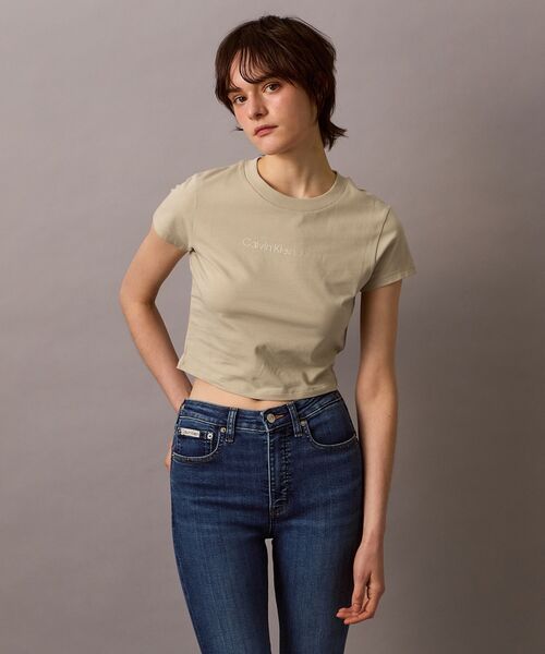 売れ筋商品|||カルバンクライン Tシャツ レディース トップス MONOGRAM BABY TEE - Basic T-shirt - sprout green Calvin Klein Jeans MONOGRAM BABY TEE - T-Shirt basic