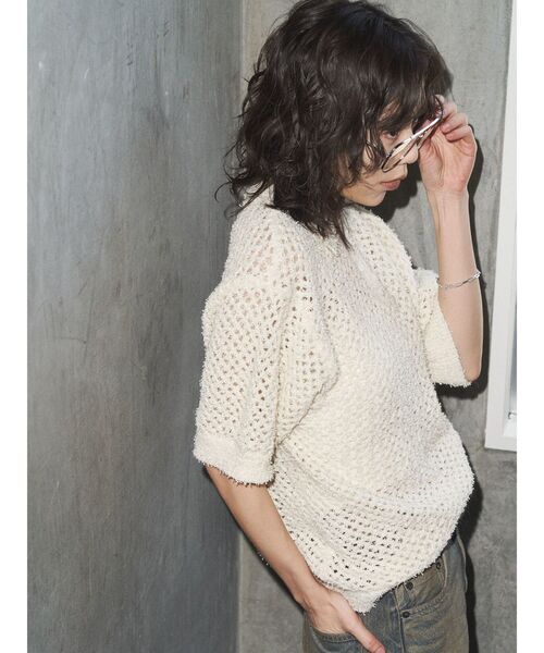 VEQUM（VEQUM）の「【VEQUM】OPEN WORK POLO KNIT（シャツ/ブラウス・レディース・グレー/ブラック/アイボリー・FREE）」の10枚目の写真