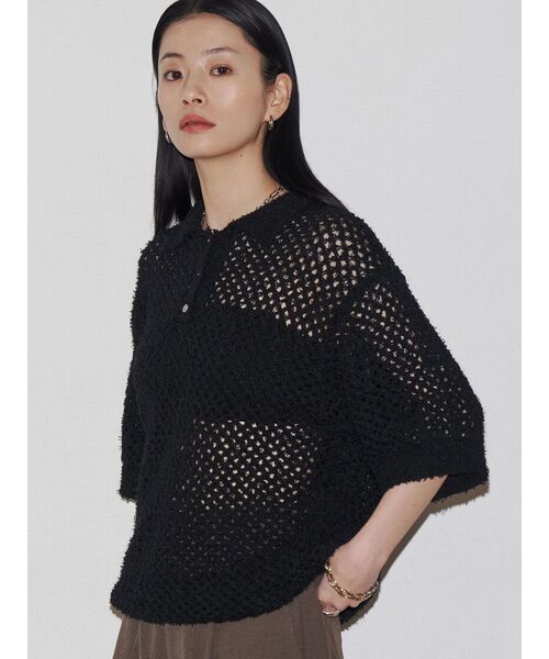 VEQUM（VEQUM）の「【VEQUM】OPEN WORK POLO KNIT（シャツ/ブラウス・レディース・グレー/ブラック/アイボリー・FREE）」の12枚目の写真