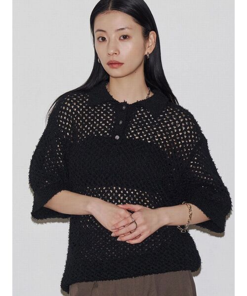 VEQUM（VEQUM）の「【VEQUM】OPEN WORK POLO KNIT（シャツ/ブラウス・レディース・グレー/ブラック/アイボリー・FREE）」の13枚目の写真