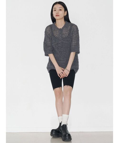 VEQUM（VEQUM）の「【VEQUM】OPEN WORK POLO KNIT（シャツ/ブラウス・レディース・グレー/ブラック/アイボリー・FREE）」の21枚目の写真
