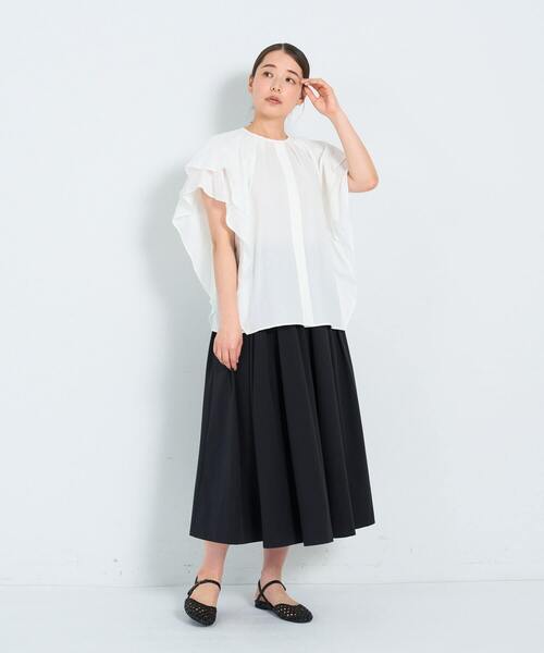 ADIEU TRISTESSE（アデュートリステス）の「フリルスリーブブラウス（シャツ/ブラウス・レディース・オフホワイト/パープル/チェック・38）」の5枚目の写真