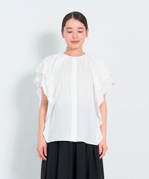 ADIEU TRISTESSE（アデュートリステス）の「フリルスリーブブラウス（シャツ/ブラウス・レディース・オフホワイト/パープル/チェック・38）」の9枚目の写真