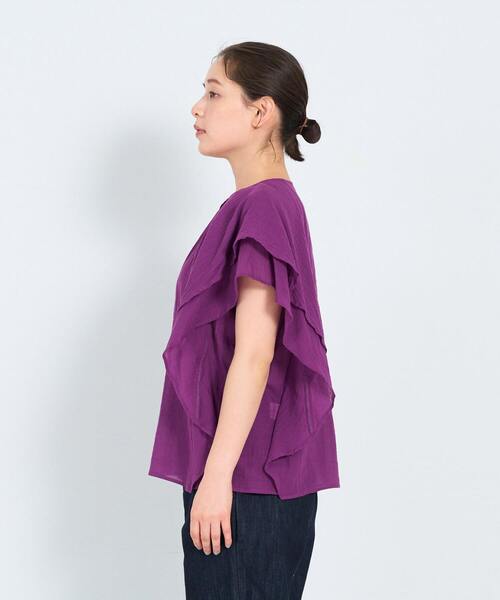 ADIEU TRISTESSE（アデュートリステス）の「フリルスリーブブラウス（シャツ/ブラウス・レディース・オフホワイト/パープル/チェック・38）」の18枚目の写真