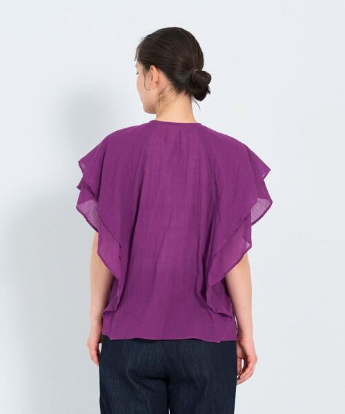 ADIEU TRISTESSE（アデュートリステス）の「フリルスリーブブラウス（シャツ/ブラウス・レディース・オフホワイト/パープル/チェック・38）」の19枚目の写真