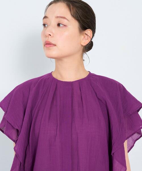 ADIEU TRISTESSE（アデュートリステス）の「フリルスリーブブラウス（シャツ/ブラウス・レディース・オフホワイト/パープル/チェック・38）」の20枚目の写真