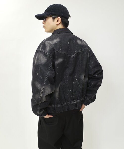 WHO'S WHO gallery（フーズフーギャラリー）の「スプレーブリーチステンカラーデニムブルゾン【セットアップ対応】（デニムジャケット・メンズ・ブラック/グレー/サックスブルー・FREE）」の6枚目の写真