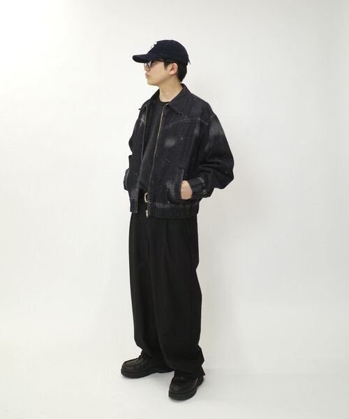 WHO'S WHO gallery（フーズフーギャラリー）の「スプレーブリーチステンカラーデニムブルゾン【セットアップ対応】（デニムジャケット・メンズ・ブラック/グレー/サックスブルー・FREE）」の8枚目の写真