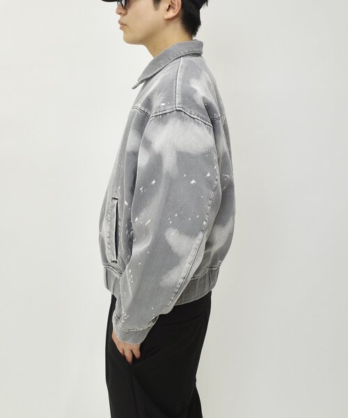 WHO'S WHO gallery（フーズフーギャラリー）の「スプレーブリーチステンカラーデニムブルゾン【セットアップ対応】（デニムジャケット・メンズ・ブラック/グレー/サックスブルー・FREE）」の10枚目の写真