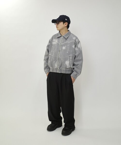 WHO'S WHO gallery（フーズフーギャラリー）の「スプレーブリーチステンカラーデニムブルゾン【セットアップ対応】（デニムジャケット・メンズ・ブラック/グレー/サックスブルー・FREE）」の11枚目の写真