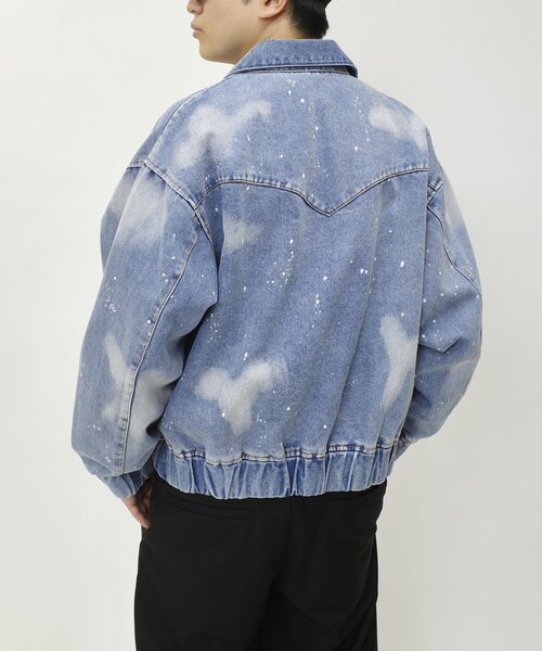 WHO'S WHO gallery（フーズフーギャラリー）の「スプレーブリーチステンカラーデニムブルゾン【セットアップ対応】（デニムジャケット・メンズ・ブラック/グレー/サックスブルー・FREE）」の13枚目の写真