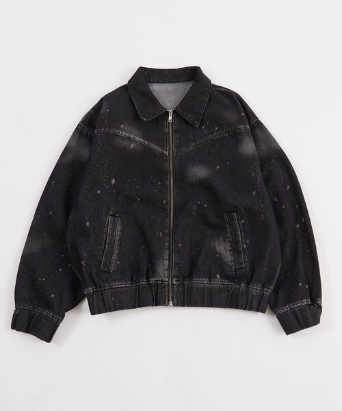 WHO'S WHO gallery（フーズフーギャラリー）の「スプレーブリーチステンカラーデニムブルゾン【セットアップ対応】（デニムジャケット・メンズ・ブラック/グレー/サックスブルー・FREE）」の16枚目の写真