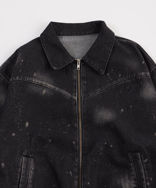 WHO'S WHO gallery（フーズフーギャラリー）の「スプレーブリーチステンカラーデニムブルゾン【セットアップ対応】（デニムジャケット・メンズ・ブラック/グレー/サックスブルー・FREE）」の18枚目の写真