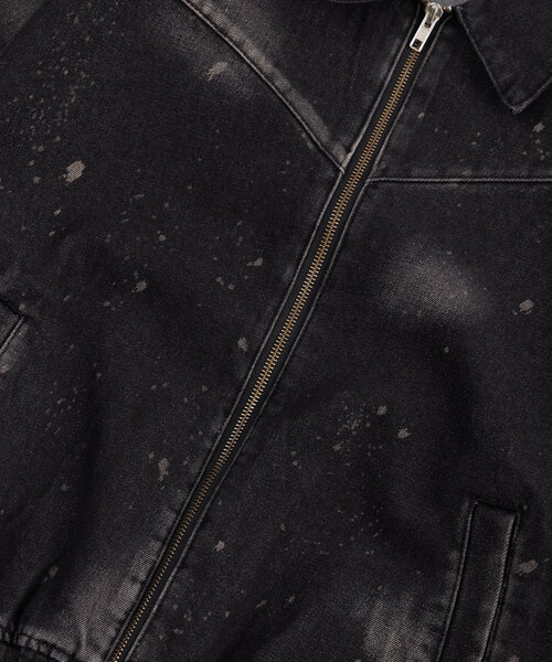 WHO'S WHO gallery（フーズフーギャラリー）の「スプレーブリーチステンカラーデニムブルゾン【セットアップ対応】（デニムジャケット・メンズ・ブラック/グレー/サックスブルー・FREE）」の19枚目の写真