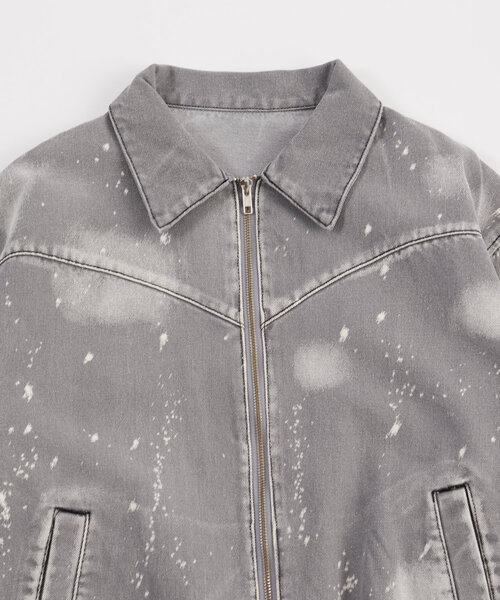 WHO'S WHO gallery（フーズフーギャラリー）の「スプレーブリーチステンカラーデニムブルゾン【セットアップ対応】（デニムジャケット・メンズ・ブラック/グレー/サックスブルー・FREE）」の22枚目の写真