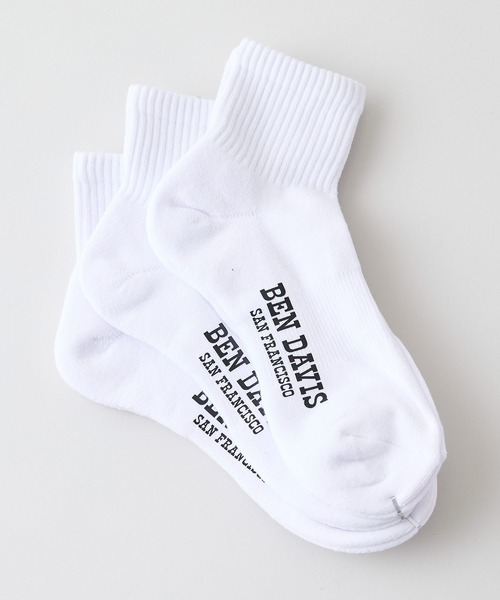 BEN DAVIS（ベンデイビス）の「【BEN DAVIS/ベンデイビス】ロゴプリント 3P ソックス（ソックス/靴下・メンズ・ホワイト/ブラック/グレー・FREE）」の2枚目の写真