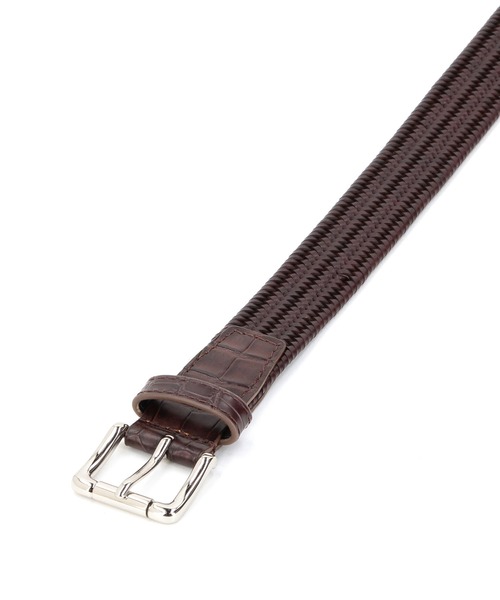 MONSIEUR NICOLE（ムッシュニコル）の「レザーメッシュ ベルト（ベルト・メンズ・グレー/ブラック/ブラウン/ネイビー・FREE）」の3枚目の写真