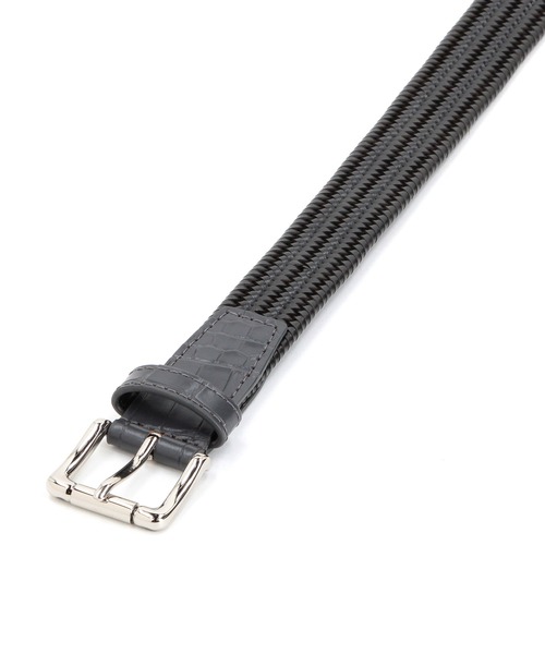 MONSIEUR NICOLE（ムッシュニコル）の「レザーメッシュ ベルト（ベルト・メンズ・グレー/ブラック/ブラウン/ネイビー・FREE）」の2枚目の写真