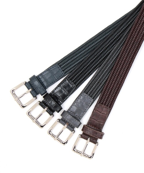 MONSIEUR NICOLE（ムッシュニコル）の「レザーメッシュ ベルト（ベルト・メンズ・グレー/ブラック/ブラウン/ネイビー・FREE）」の5枚目の写真