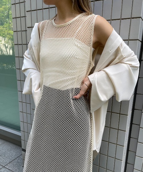 AIC.（エーアイシー）の「ディープスリットメッシュロングワンピース（ワンピース・レディース・キナリ/ブラック・FREE）」の13枚目の写真