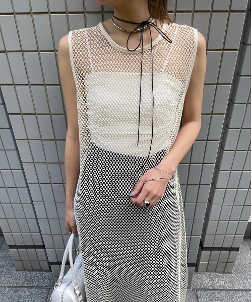 AIC.（エーアイシー）の「ディープスリットメッシュロングワンピース（ワンピース・レディース・キナリ/ブラック・FREE）」の11枚目の写真