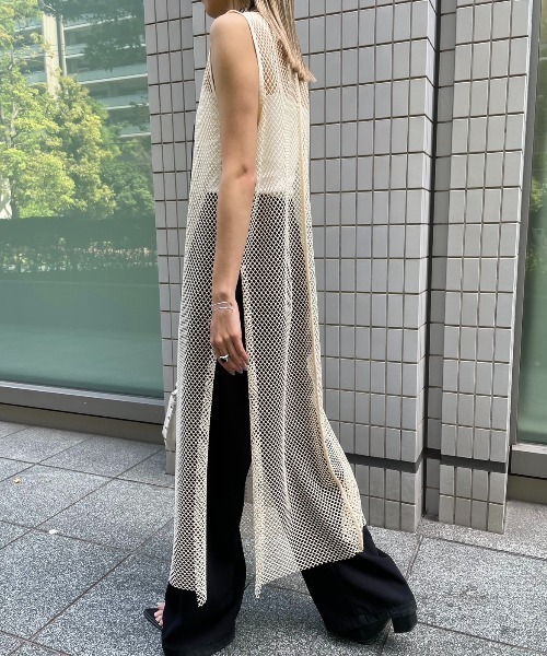 AIC.（エーアイシー）の「ディープスリットメッシュロングワンピース（ワンピース・レディース・キナリ/ブラック・FREE）」の9枚目の写真
