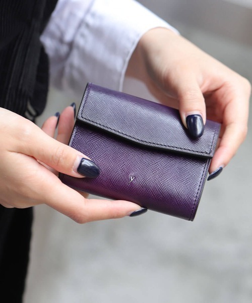 YUHAKU/ユハク」本革 ラウンドファスナー 三つ折り コンパクト