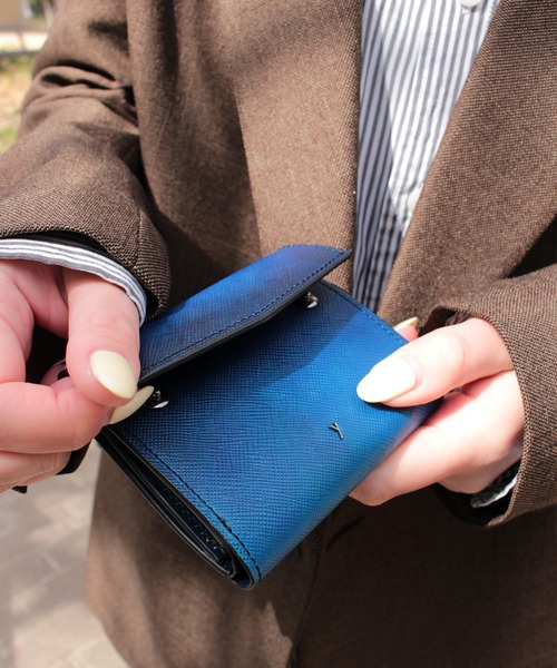 YUHAKU/ユハク」本革 ラウンドファスナー 三つ折り コンパクト