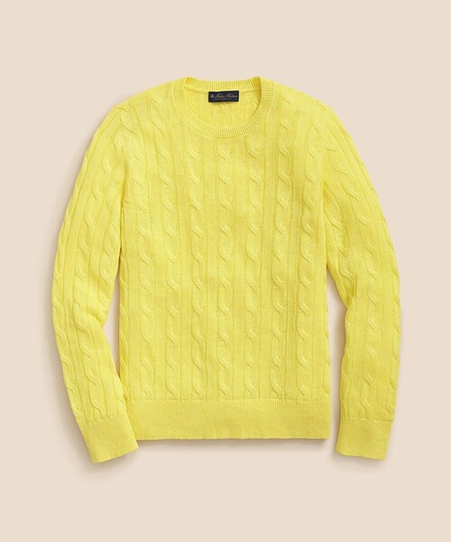 BROOKS BROTHERS（ブルックスブラザーズ）の「リネン　ケーブル　クルーネックセーター（ニット/セーター・メンズ・ネイビー/イエロー/オートミール/パープル・LARGE/MEDIUM/SMALL/X-LARGE）」の4枚目の写真