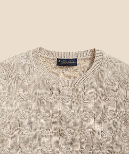 BROOKS BROTHERS（ブルックスブラザーズ）の「リネン　ケーブル　クルーネックセーター（ニット/セーター・メンズ・ネイビー/イエロー/オートミール/パープル・LARGE/MEDIUM/SMALL/X-LARGE）」の5枚目の写真