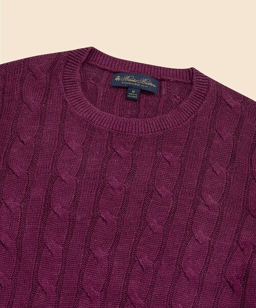 BROOKS BROTHERS（ブルックスブラザーズ）の「リネン　ケーブル　クルーネックセーター（ニット/セーター・メンズ・ネイビー/イエロー/オートミール/パープル・LARGE/MEDIUM/SMALL/X-LARGE）」の12枚目の写真