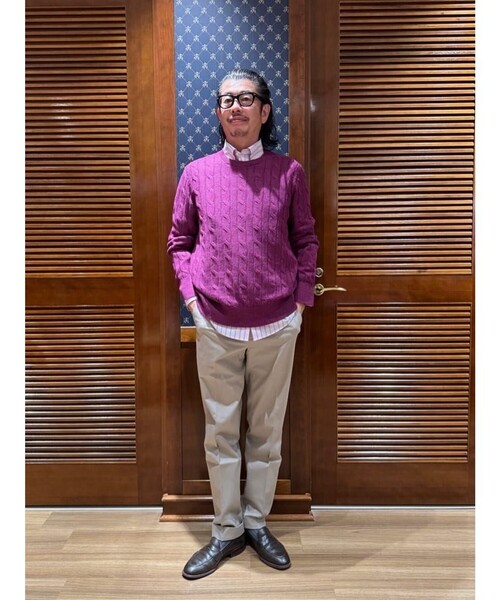 BROOKS BROTHERS（ブルックスブラザーズ）の「リネン　ケーブル　クルーネックセーター（ニット/セーター・メンズ・ネイビー/イエロー/オートミール/パープル・LARGE/MEDIUM/SMALL/X-LARGE）」の13枚目の写真