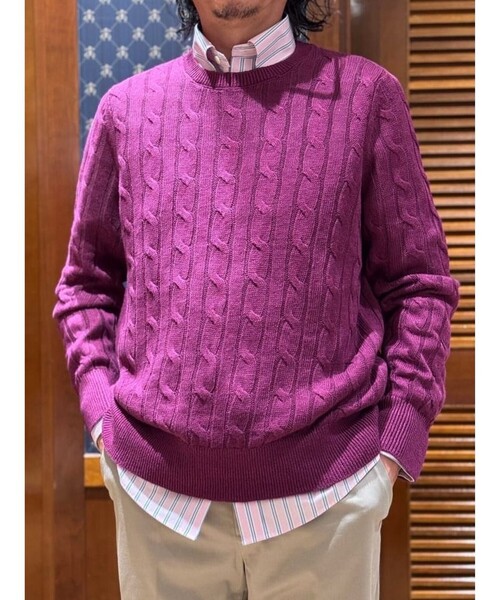 BROOKS BROTHERS（ブルックスブラザーズ）の「リネン　ケーブル　クルーネックセーター（ニット/セーター・メンズ・ネイビー/イエロー/オートミール/パープル・LARGE/MEDIUM/SMALL/X-LARGE）」の15枚目の写真