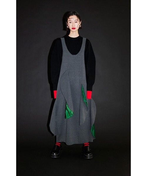 セール】CIRCLE LAYERED DOCKING KNIT OP（ワンピース）｜OMMO