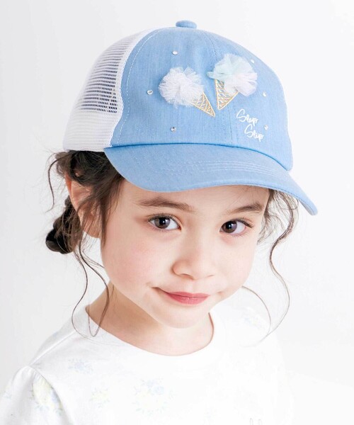 SLAP SLIP(スラップスリップ)の「チュールアイスクリームキラキラホットフィックスメッシュキャップ(52~54cm)(キャップ・キッズ・ブルー/ピンク・S/M)」の3枚目の写真