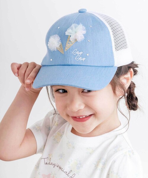 SLAP SLIP(スラップスリップ)の「チュールアイスクリームキラキラホットフィックスメッシュキャップ(52~54cm)(キャップ・キッズ・ブルー/ピンク・S/M)」の5枚目の写真
