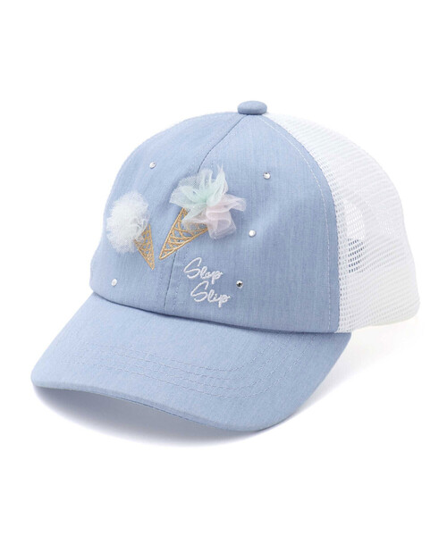 SLAP SLIP(スラップスリップ)の「チュールアイスクリームキラキラホットフィックスメッシュキャップ(52~54cm)(キャップ・キッズ・ブルー/ピンク・S/M)」の8枚目の写真