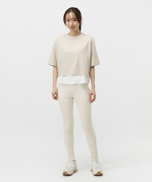 TIGORA(ティゴラ)の「ティゴラ TIGORA UVカットコットンシアーレイヤードTシャツ(Tシャツ/カットソー・レディース・ライトベージュ/ブラック/ベージュ/グレー/スモークピンク・S/M/L/XL)」の8枚目の写真