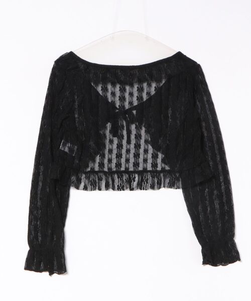 SPINNS(スピンズ)の「レースフリルボレロカーディガン(カーディガン/ボレロ・レディース・ブラック/オフホワイト/アイボリー・ONESIZE)」の4枚目の写真