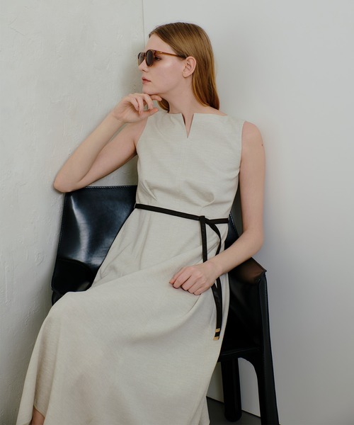 allureville（アルアバイル）の「リネンライクオックスノースリワンピース（ワンピース・レディース・グリーン/ブルー/ベージュ/ネイビー・1/2）」の5枚目の写真