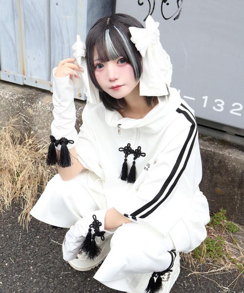 Whinny(ホワイニー)の「Whinny/サマーカリスマニートパンダジャージ(その他アウター・レディース・サックスブルー/ブラック/ホワイト・FREE)」の9枚目の写真