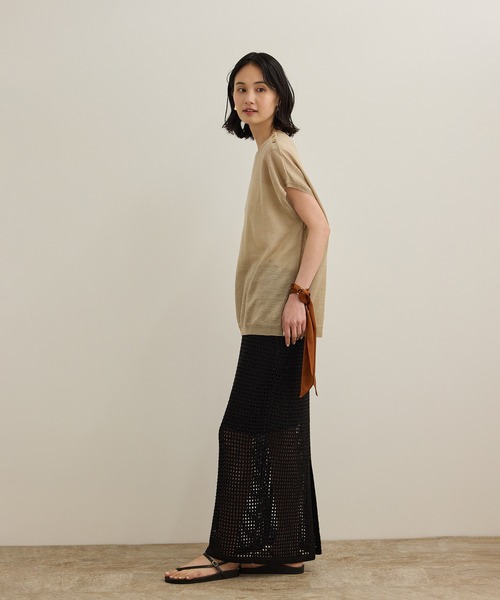 ROPE'(ロペ)の「ラミー フレンチスリーブプルオーバー/サマーニット(ニット/セーター・レディース・ブルー/ベージュ/ネイビー・FREE)」の5枚目の写真